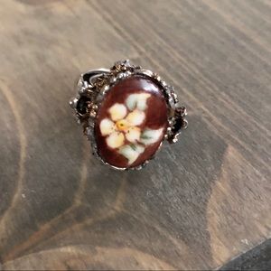 Vintage Ceramic Floral Ring